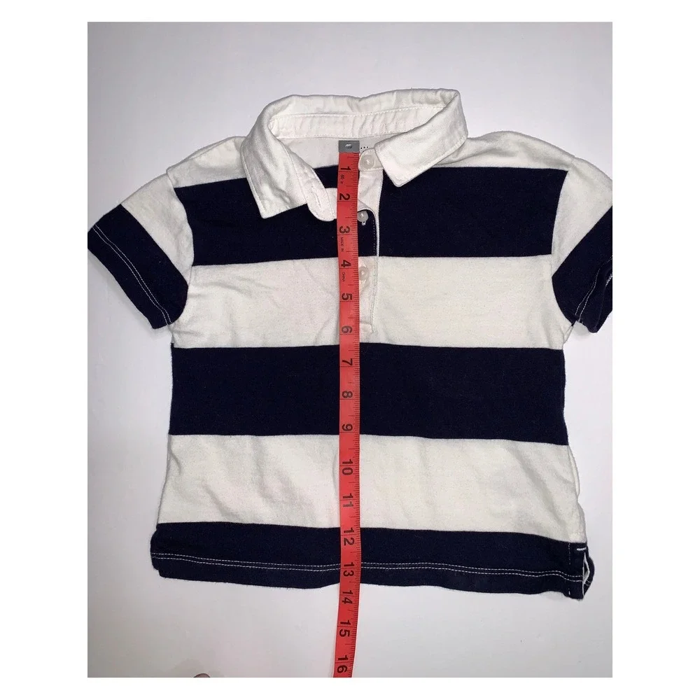 Baby Gap Toddler‎ Boys Rugby Prep Top Navy Blue White Striped Polo Shirt Size 4T